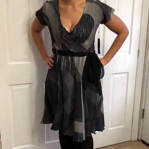 Gray patterned wrap dress